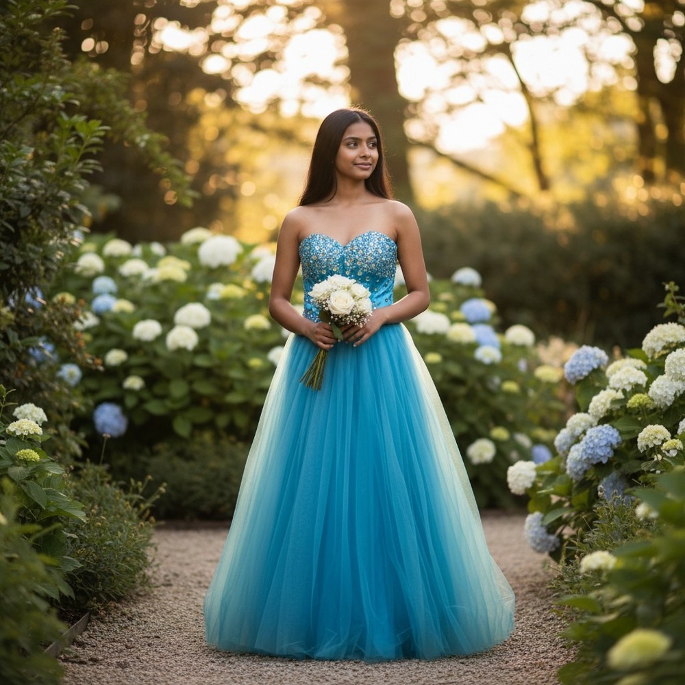 Turquoise Blue Beaded Corset Tulle Ball Gown Prom Formal Dress Costume